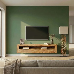 Comoda TV suspendata industrial style Iron Craft mango natur, 160cm - Img 3