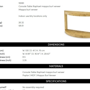 Consola design LUX, Furnir Burl Mappa, Maro, Raphael - Img 2