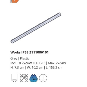 Corp iluminat liniar cu neon protectie IP65 Works gri 155cm - Img 2