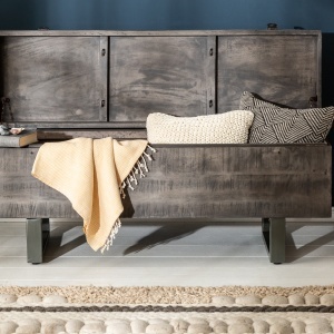 Cufar din lemn Factory Loft 115cm, mango gri A-39664 VC - Img 4