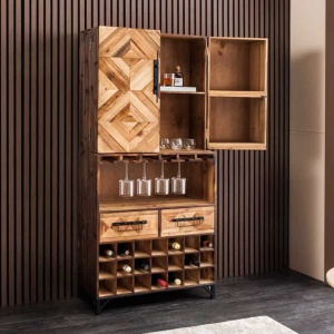 Dulap de bar, suport vinuri din lemn de pin BODEGA 160cm