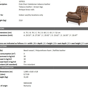 Fotoliu clasic design LUX Caledonian piele tobacco - Img 7