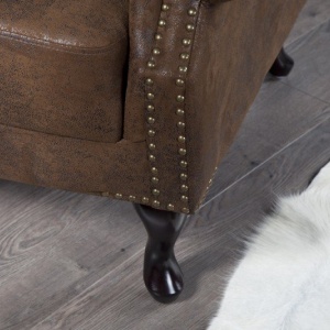 Fotoliu clasic stil englezesc Chesterfield maro antic - Img 5