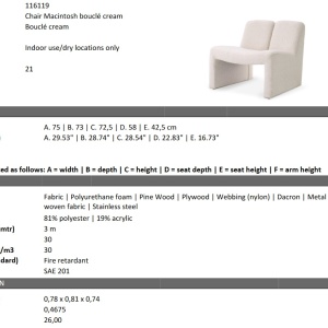 Fotoliu deosebit design LUX Macintosh Bouclé cream - Img 2