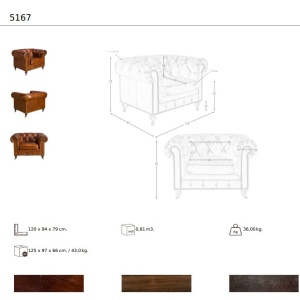 Fotoliu design italian Chesterfield piele maro - Img 8