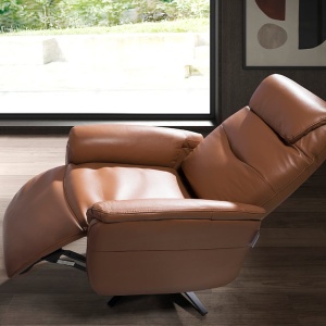 Fotoliu design LUX cu functia relax Cowhide brown leather - Img 5