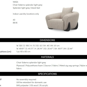 Fotoliu design LUX Siderno, Splendor light grey - Img 10
