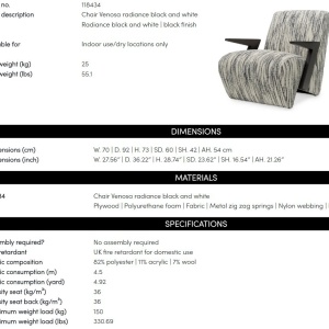 Fotoliu design LUX Venosa, Radiance black and white - Img 5