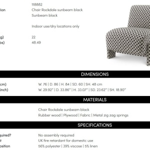 Fotoliu elegant design LUX Rockdale, Sunbeam black - Img 10