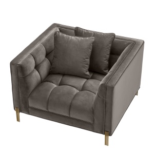 Fotoliu elegant design LUX Sienna, catifea gri 113196 HZ - Img 3