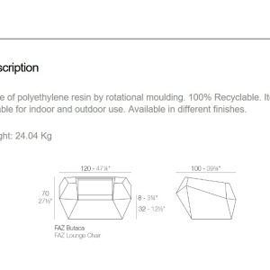 Fotoliu lounge design modern, exterior, interior, FAZ LOUNGE CHAIR 54001 Vondom - Img 3