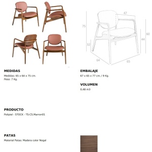 Fotoliu modern design italian Walnut Earth - Img 3