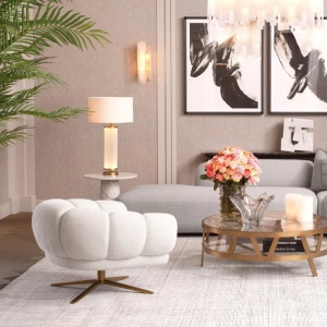 Fotoliu modern pivotant design LUX Sunset, Lyssa off-white - Img 3