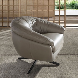 Fotoliu pivotant design LUX, Piele naturala, Cowhide gri - Img 5