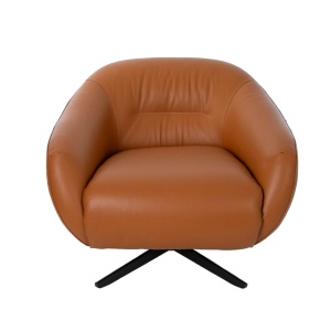 Fotoliu pivotant design LUX, Piele naturala, Cowhide maro - Img 2