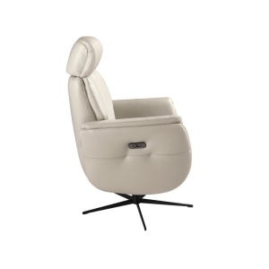 Fotoliu pivotant, functie relax, piele naturala Gri Perlat - Img 3
