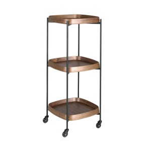 Gheridon, Mini Bar cu roti pentru bauturi si sticle Walnut - Img 3