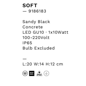 Iluminat exterior ambiental, spot din ciment IP65 SOFT negru 153007 universul-luminii.ro