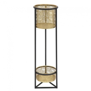 Jardiniera, Suport cu 2 vase metalice pentru flori DOPPIO H-80cm