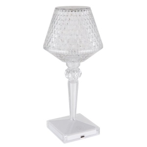 Lampa de masa cu baterii, plastic transparent cu efect de cristal Gixi alb 136047 universul-luminii.ro