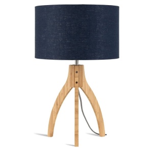 Lampa de masa cu trepied, realizata din materiale naturale, durabile si ecologice, Annapurna albastru