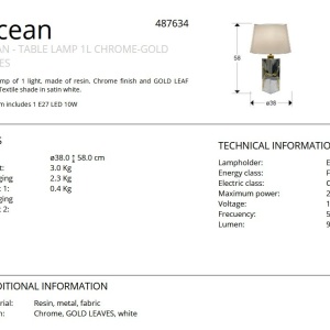 Lampa de masa din rasina Ocean crom cu foita aurie 249397 universul-luminii.ro
