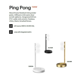 Lampa de masa LED design minimalist Ping pong tl2 alama 134307 universul-luminii.ro