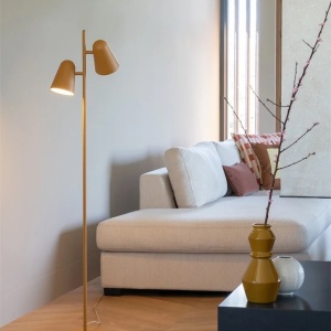 Lampa de podea cu doua spoturi directionabile Salamanca galben mustar 248797 universul-luminii.ro