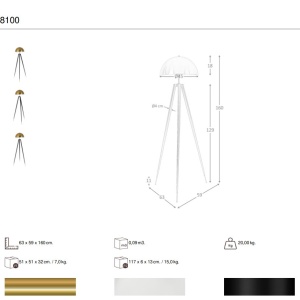 Lampa de podea cu trepied design modern LUX Gold and Black Steel - Img 7