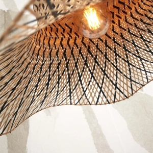 Lampa de podea din bambus Ibiza S 50cm, natur/ negru 151817 universul-luminii.ro