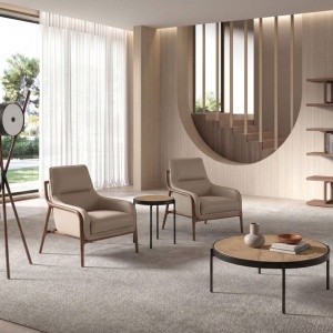 Lampa de podea din lemn si piele sintetica design LUX Black - Img 6