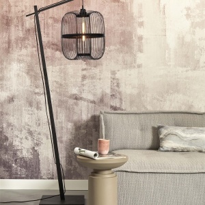 Lampa de podea eco din bambus Hokkaido L 38cm, negru 224547 universul-luminii.ro