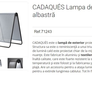 Lampa de podea LED iluminat exterior decorativ IP65 CADAQUES Blue 189647 universul-luminii.ro