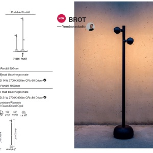Lampa LED de exterior portabila BROT 3L H-180cm 196497 universul-luminii.ro