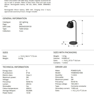 Lampa LED portabila exterior/interior IP54 Cuco neagra 233377 universul-luminii.ro