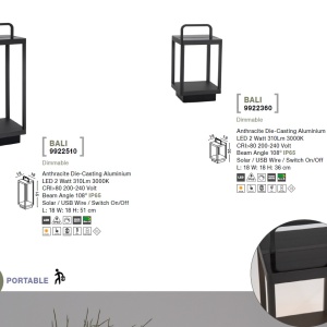 Lampa LED solara portabila pentru iluminat exterior IP65 BALI H-51cm 190597 universul-luminii.ro