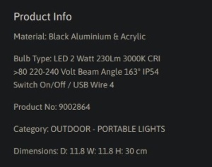 Lampa portabila LED exterior design modern IP54 Fumo negru 178347 universul-luminii.ro