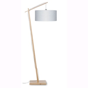 Lampadar cu cadru din bambus si abajur din tesatura in, Andes natur/ gri deschis ANDES/F/4723/LG