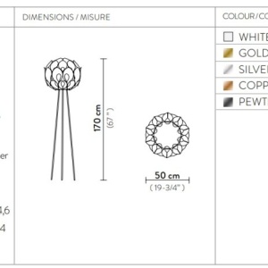 Lampadar cu trepied realizat manual Flora Copper 124307 universul-luminii.ro