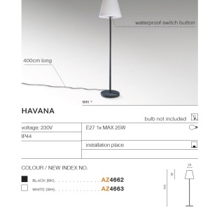 Lampadar de iluminat exterior IP44 HAVANA negru/alb 199087 universul-luminii.ro