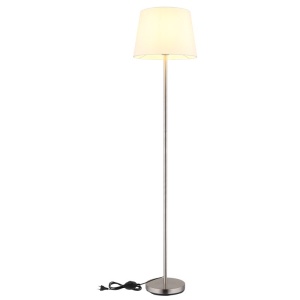 Lampadar de podea metal nickel abajur textil alb JORIS - Img 6