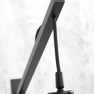 Lampadar din bambus si abajur din tesatura in, Andes negru/ alb 193857 universul-luminii.ro