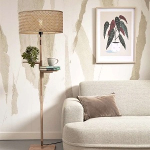 Lampadar eco din bambus cu polita Java nat/50x22, nat 62937 universul-luminii.ro