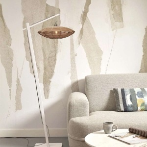 Lampadar eco din bambus cu ratan Tanami S white/disc, nat 213597 universul-luminii.ro