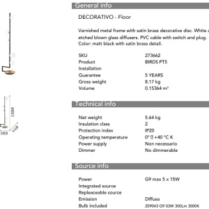 Lampadar, Lampa de podea design minimalist BIRDS PT5 100937 universul-luminii.ro