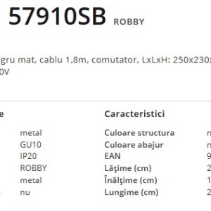 Lampadar / lampa de podea design modern Robby negru 57910SB GL 198987 universul-luminii.ro