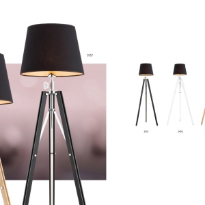 Lampadar/Lampa de podea eleganta cu trepied lemn negru ASTER 103227 universul-luminii.ro