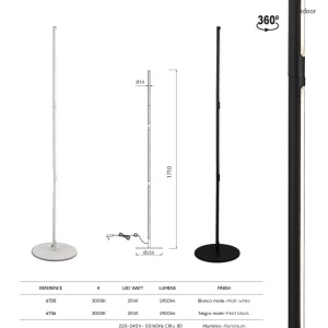 Lampadar/Lampa de podea LED design modern minimalist TORCH negru - Img 3