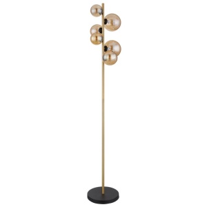 Lampadar, lampa de podea LED design modern Riha negru, alama 114397 universul-luminii.ro