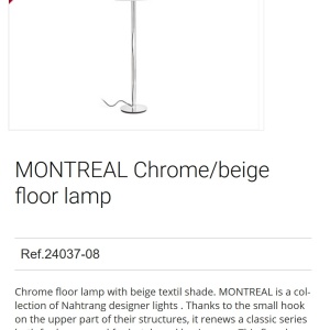 Lampadar / Lampa de podea moderna design elegant MONTREAL crom/bej 92067 universul-luminii.ro